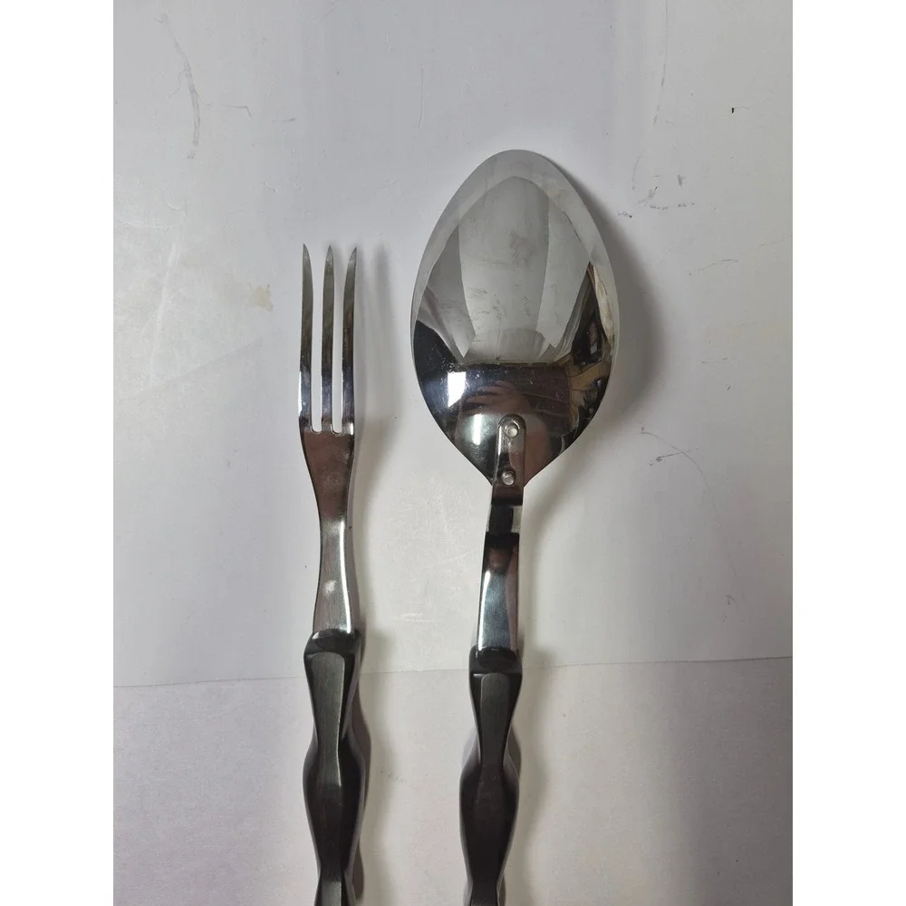 Cutco 1726 KD Serving Spoon and Fork Set Vintage Brown Classic Handle USA Made